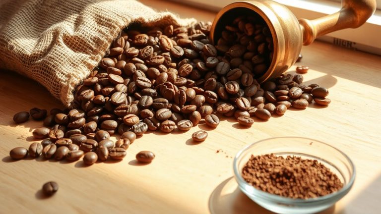 freshly ground home coffee beans