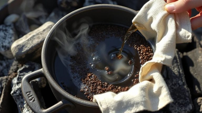hot water steeps coarsely ground coffee