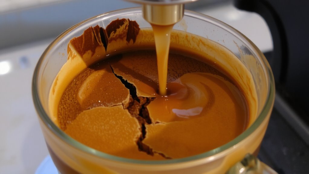over tamping disrupts lungo extraction flow
